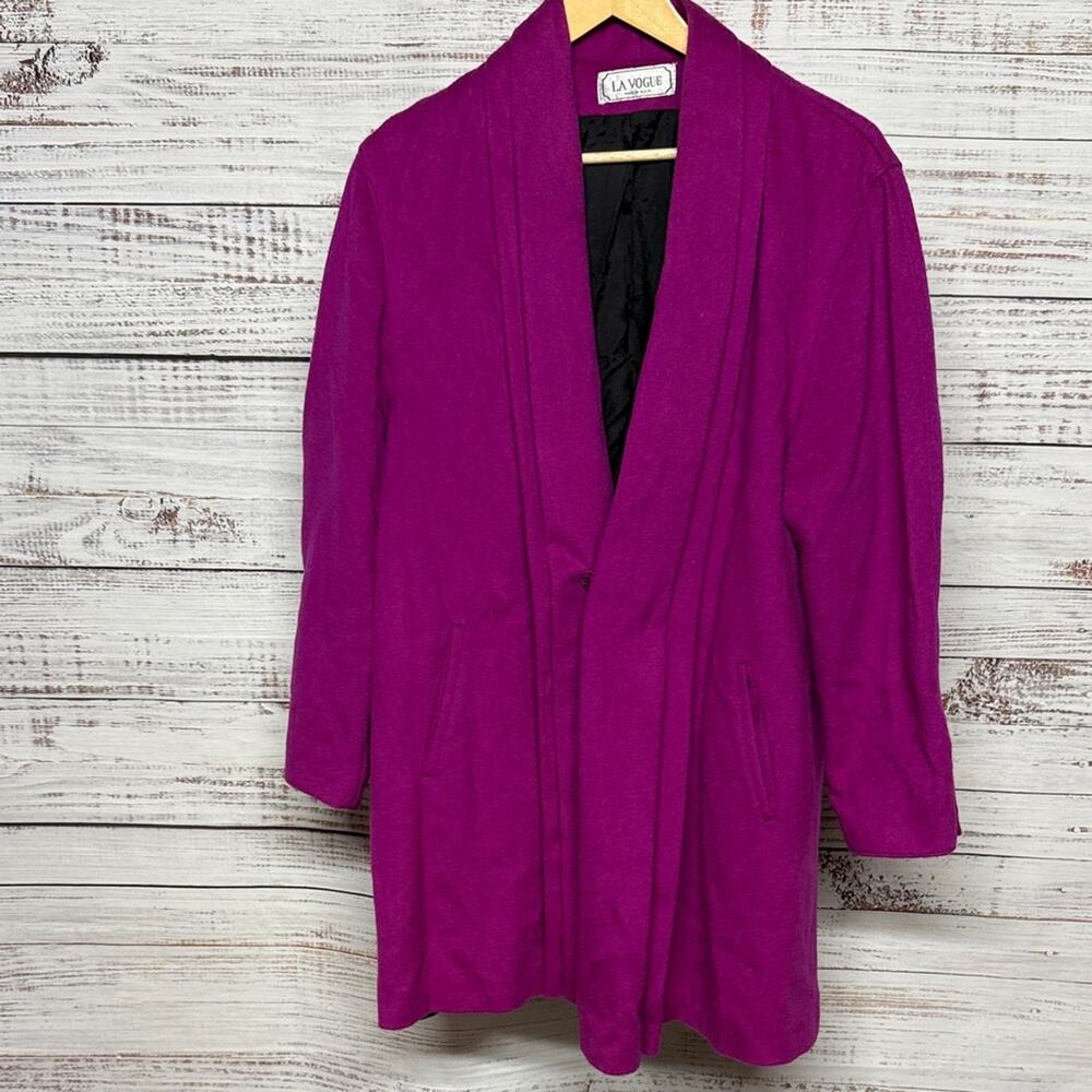 La Vogue Women's Vintage Fuchsia Wool Coat XL Winter Bright